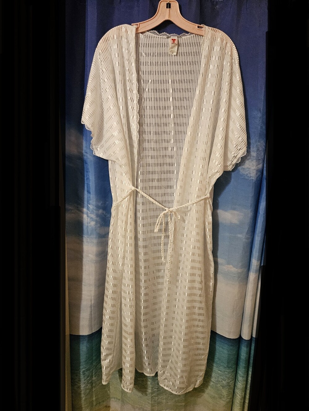 Sheer White Crochet Kimono Cover-Up
